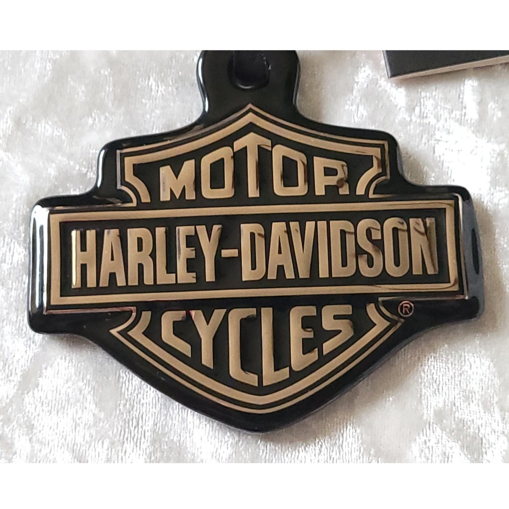 Harley Davidson Ceramic‎ Bar & Shield Biker Ornament Black & Silver large NWT - Picture 3 of 7
